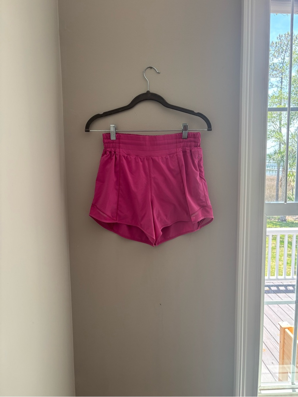 Women's Hot Magenta Athletic Running Shorts with Elastic Waist